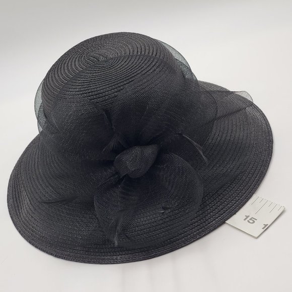 Kate Landry Black Hat with Feather Accent main image 7